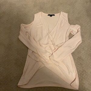 Boston Proper Cold‑Shoulder Wrap Front Top Women’s XS Pink